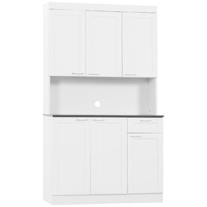 Buffet de 71" avec étagères réglables, blanc brillant