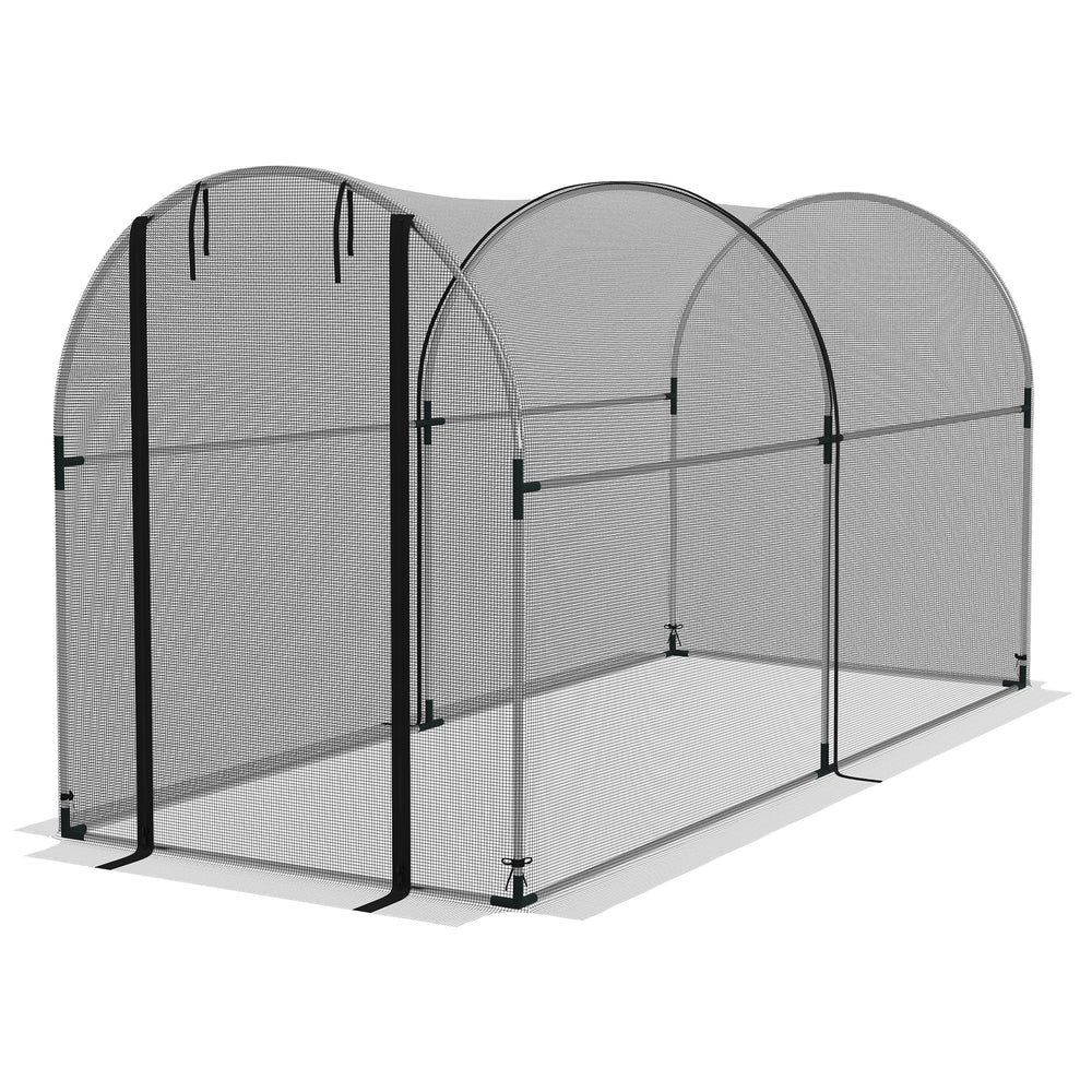 Grow cage with roll-up zippered door