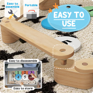 Poutre d'équilibre en bois 6 pièces pour enfants