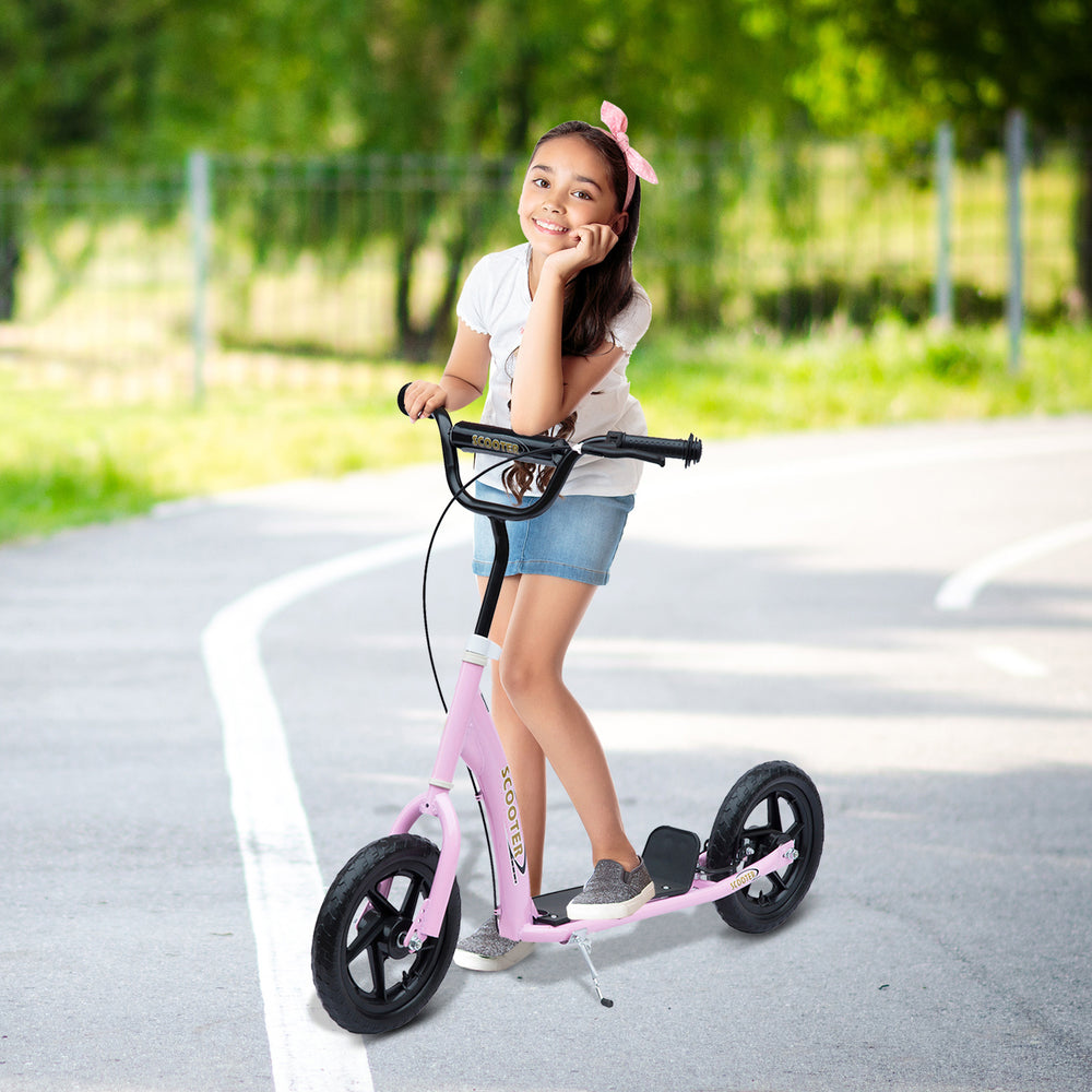 Trottinette pour enfants style vélo avec pneu de 12 pouces, rose