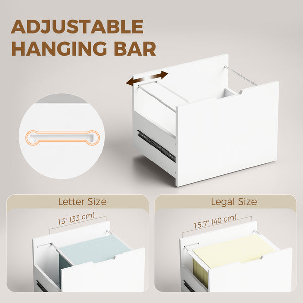 Mobile Printer Stand with 6 Drawers on Wheels for Home Office, White