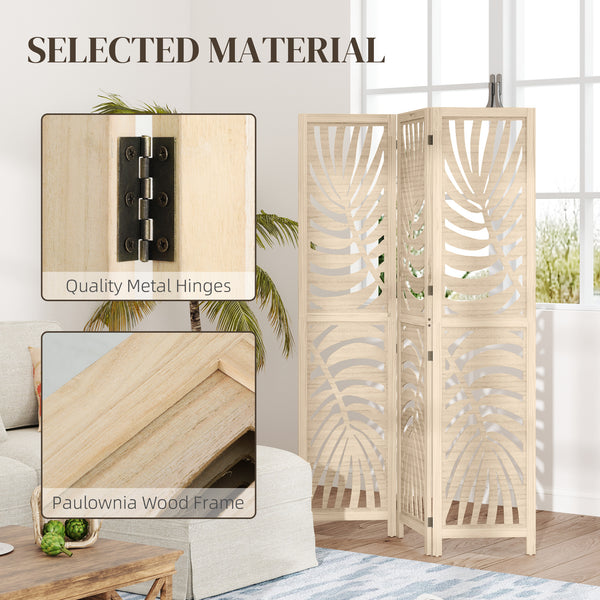Cloison de séparation 3 panneaux pliable et amovible, finition bois naturel