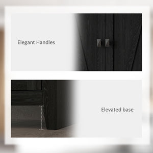 Meuble de rangement avec portes et étagères, noir