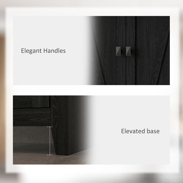 Meuble de rangement avec portes et étagères, noir