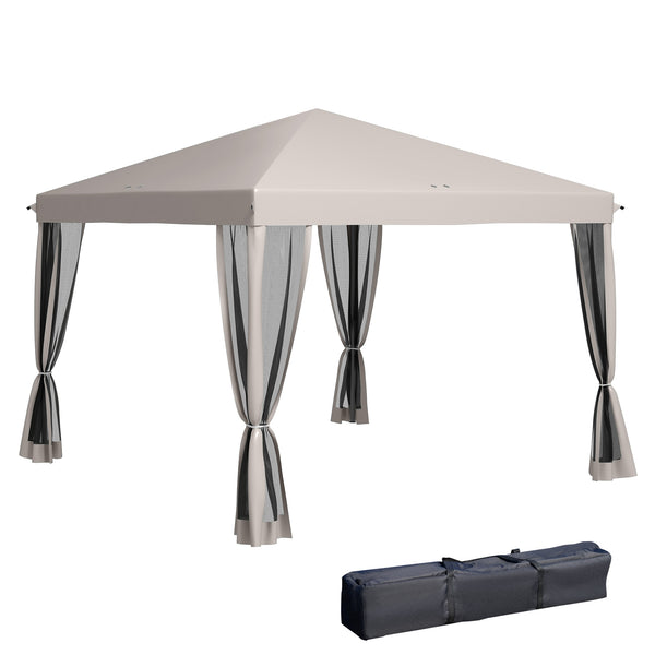 Gazebo pliant 10' x 10' avec filet latéral amovible et sac de transport, beige
