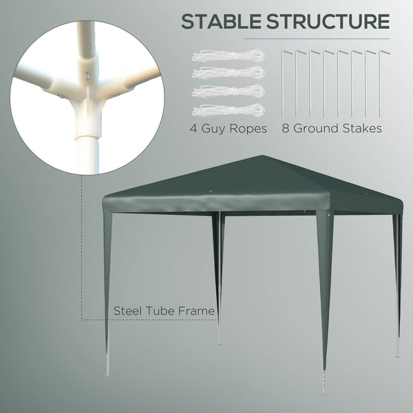 9' x 9' Portable Canopy Party Tent Gazebo Outdoor Sunshade for Weddings Parties with Dressed Legs, Dark Green