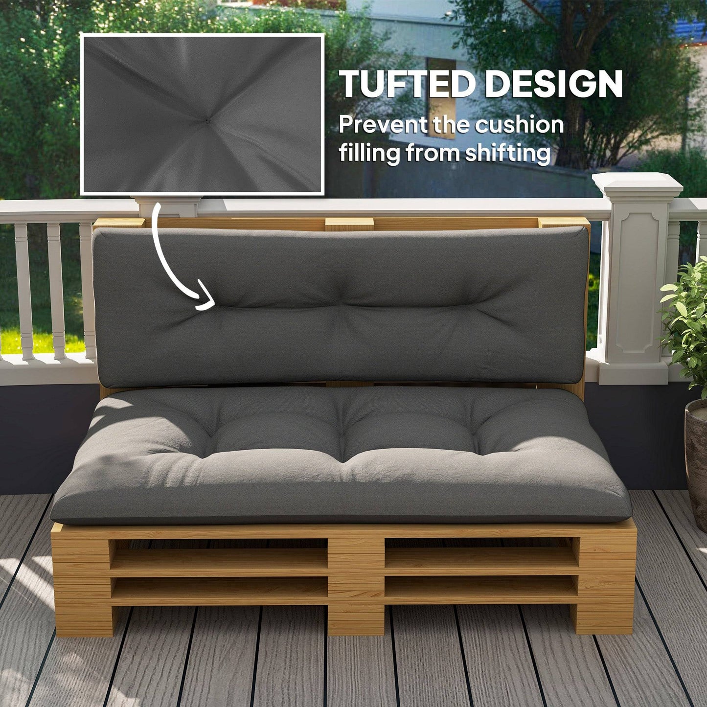 Ensemble de coussins 2 pièces pour palettes, gris anthracite