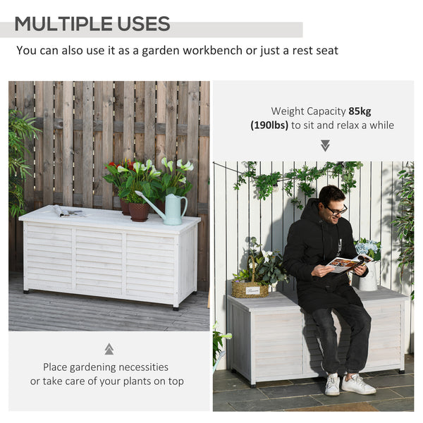 Coffre de rangement en bois pour terrasse, résistante aux intempéries, blanc