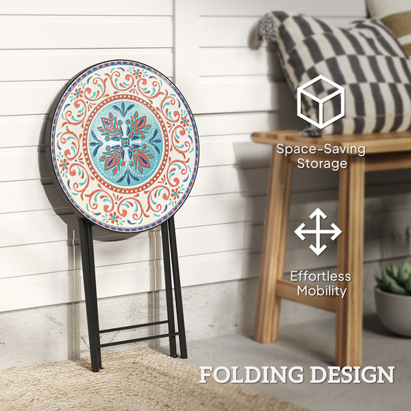 Table basse ronde pliante de 35,6 cm avec cadre en acier pour balcon, terrasse, couleurs assorties