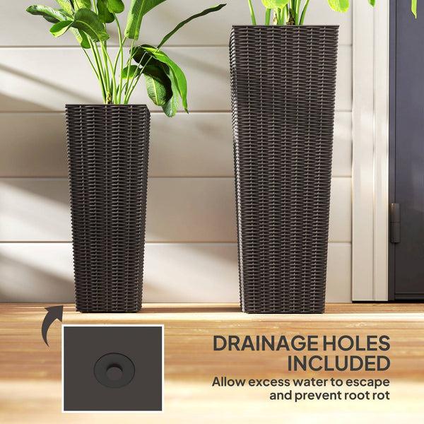 Lot de 2 grandes jardinières pour plantes d'extérieur avec trous de drainage, pots de fleurs d'extérieur