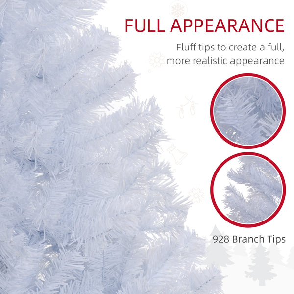 Sapin de Noël artificiel blanc de 6 pieds avec support en métal