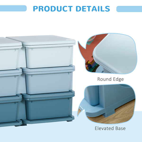 3-Tier Kids Toy Organizer and Storage Bins with 6 Plastic Drawers, Blue