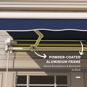10' x 8' Manual Retractable Awning, Sun Shade Shelter Canopy, with Aluminum Frame and UV Protection for Patio Deck Yard Window Door, Blue