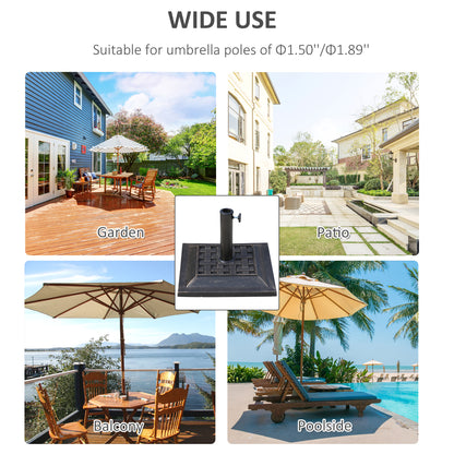 Support de parasol de patio en résine 20 lb avec base revêtue et poteau carré, Bronze