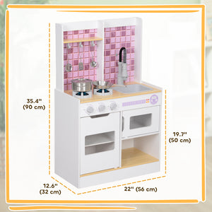 Cuisine enfant avec lumières et sons réalistes, évier, four, cuisinière, blanc