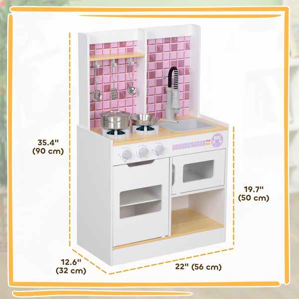 Cuisine enfant avec lumières et sons réalistes, évier, four, cuisinière, blanc