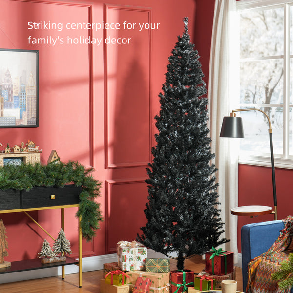Sapin de Noël artificiel noir de 7 pieds avec ouverture automatique