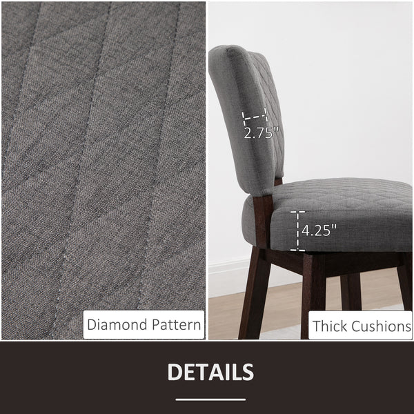 Set of 2 swivel bar stools with wooden legs and footrest, dark grey