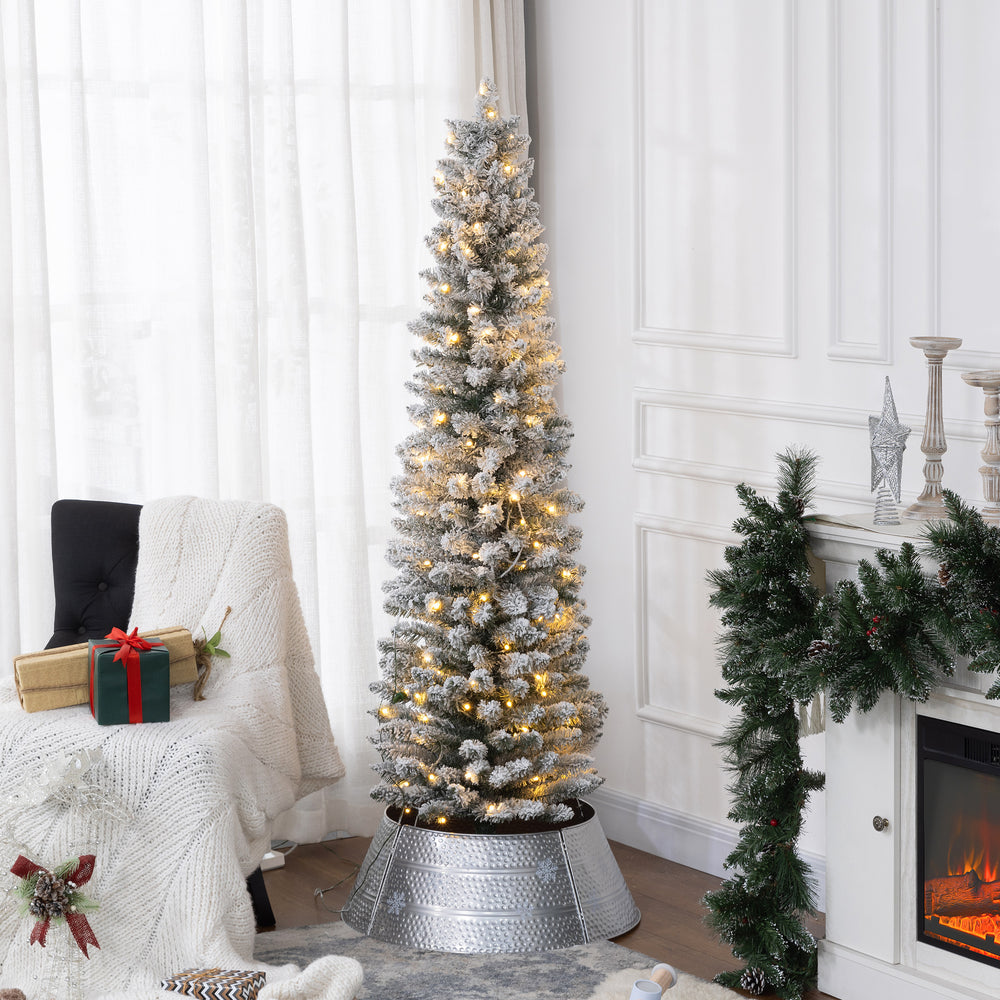 Sapin de Noël artificiel givré de 6 pieds pré-éclairé