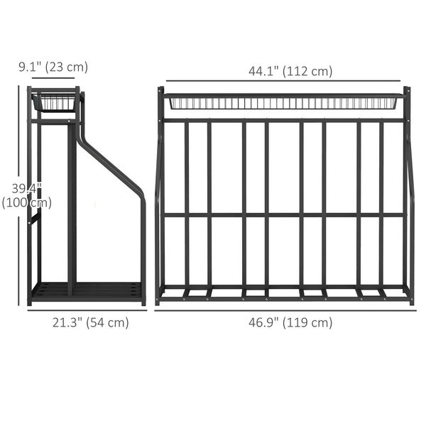 Support à vélos en métal avec panier et crochets, noir