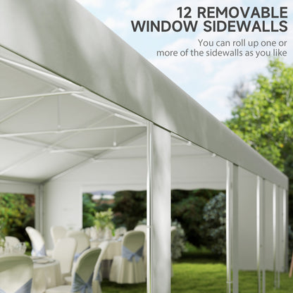 Outsunny 20' x 40' Party Tent, Outdoor Canopy Tent with 12 Removable Sidewalls for Parties, Weddings, Events