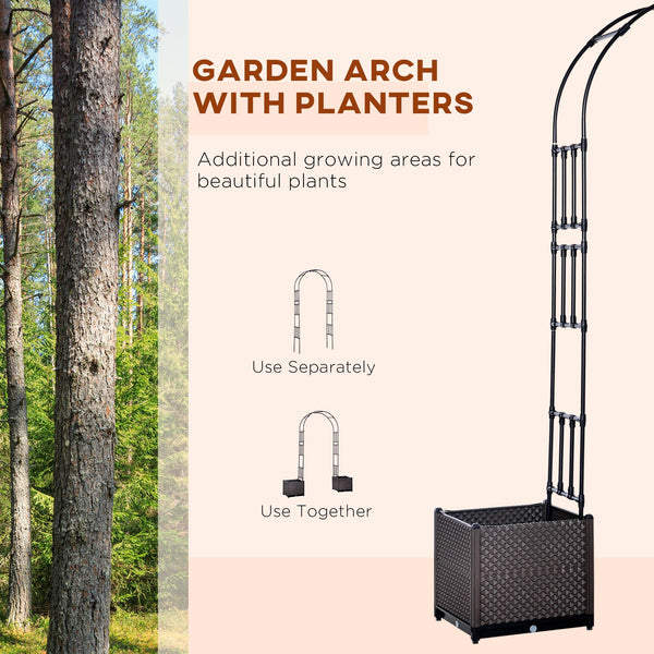 Arche de jardin avec deux jardinières, noir