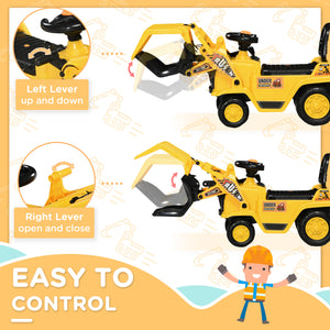 Self-propelled excavator without engine, with realistic sound and storage, for children aged 2 to 4 years, 83 x 27 x 39 cm, yellow