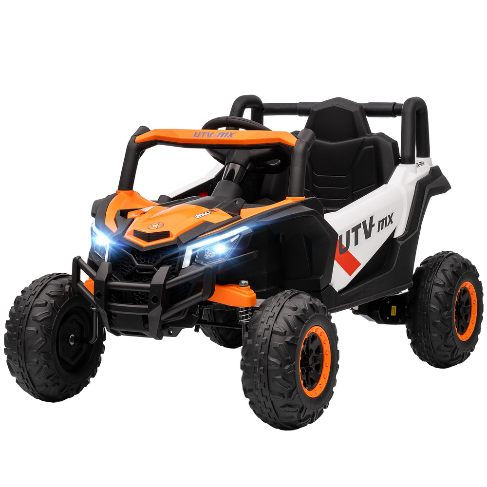 Voiture électrique 12 V avec télécommande, UTV électrique à batterie avec suspension à ressorts, orange