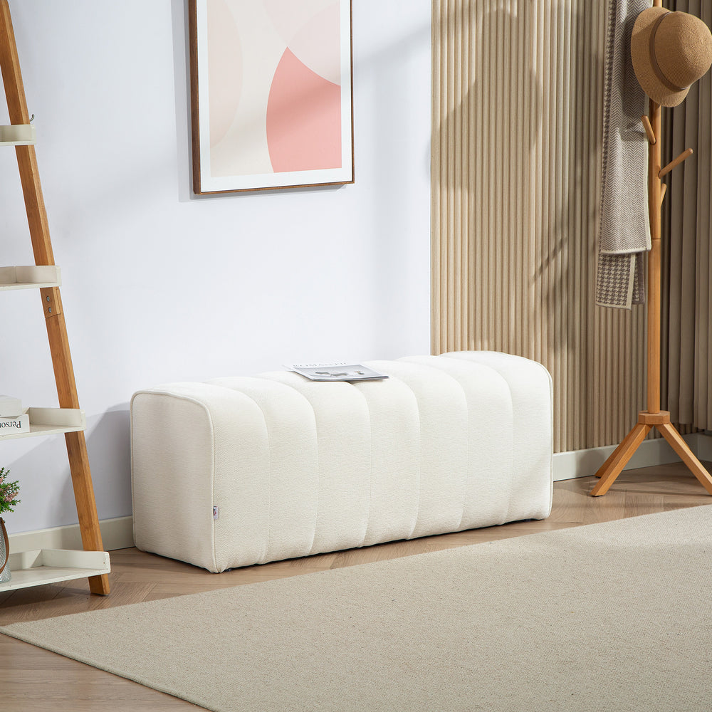 Banc de chambre rembourré, blanc crème