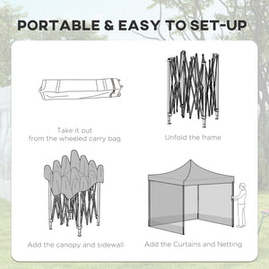10 x 10 folding gazebo with wheeled carry bag and side panels