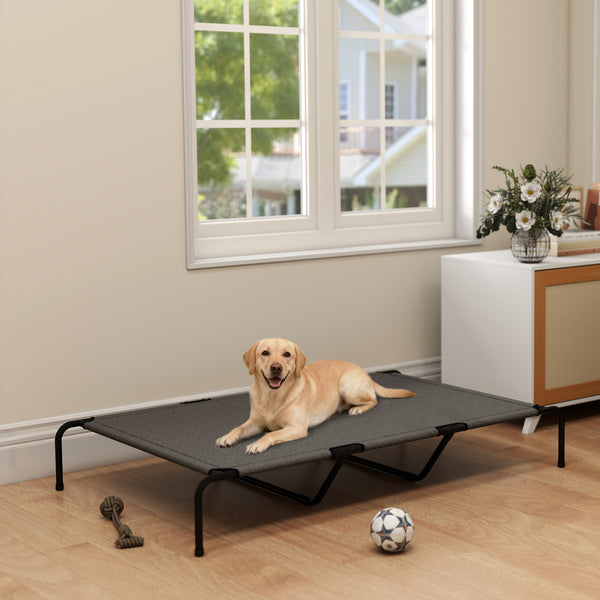 Lit surélevé pour chien avec maille respirante, gris