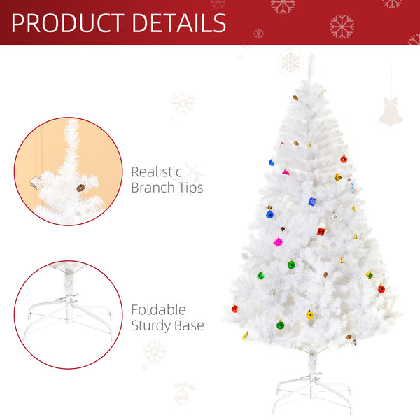 Sapin de Noël artificiel blanc de 6 pieds avec ornement