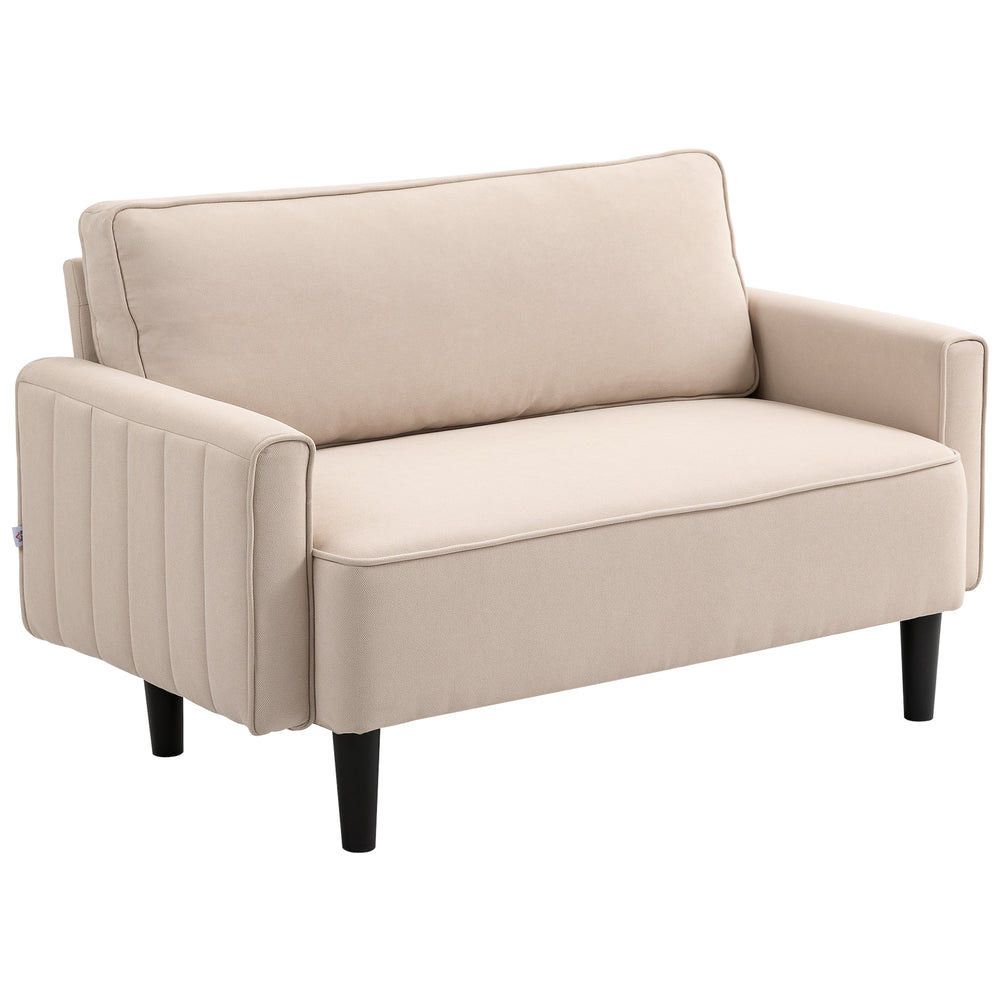 Canapé 2 places en lin avec assise et dossier rembourrés, beige