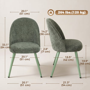 Chaises de salle à manger en velours – Ensemble de 2, vert