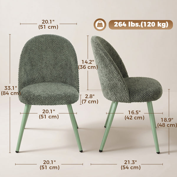 Chaises de salle à manger en velours – Ensemble de 2, vert