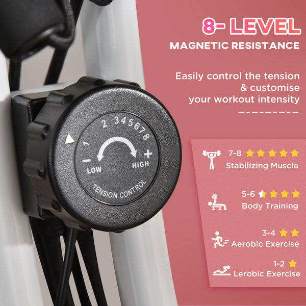 3-in-1 Folding Exercise Bike with 8-Level Magnetic Resistance, Pink