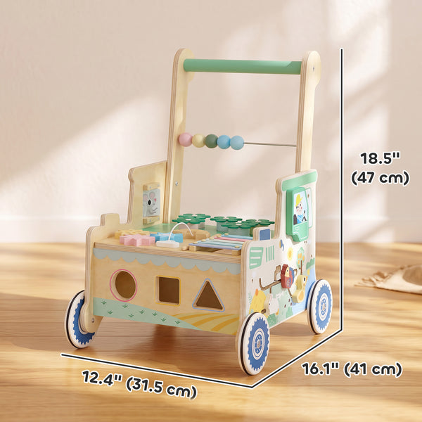 Chariot de marche en bois avec activités, 1 à 3 ans