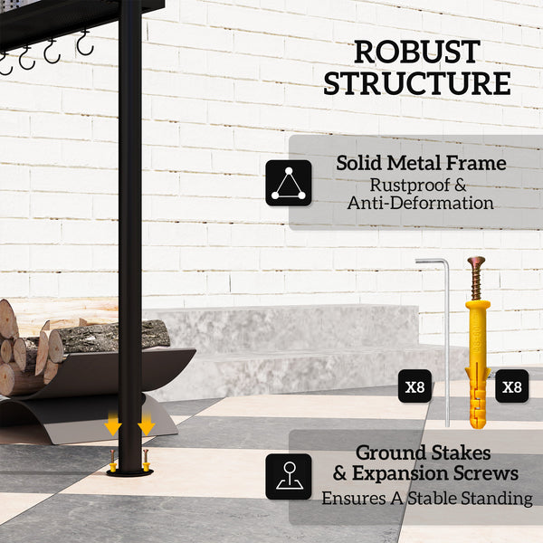 Outsunny 8' x 5' Grill Gazebo, Double Tiered Barbecue Grill Gazebo Shelter with Side Awning, 2 Side Shelves, 6 Hooks, Light Gray |