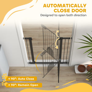 Barrière extra large pour animaux de 76 à 104 cm avec petite porte, ajustement par pression pour escalier, noire