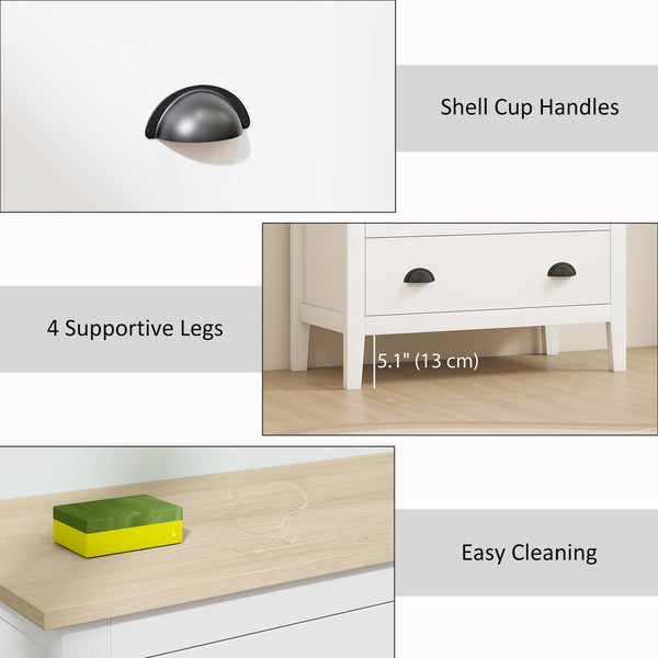 Commode avec glissières silencieuses à 3 tiroirs pour chambre, blanche