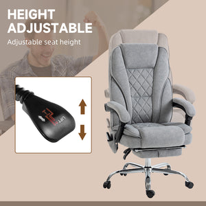 Heated massage office chair with adjustable height and footrest, grey