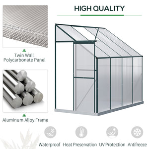 Aluminium and polycarbonate garden greenhouse with roof ventilation