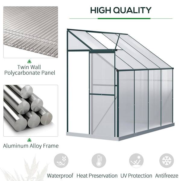 Aluminium and polycarbonate garden greenhouse with roof ventilation