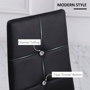 Set of 6 chairs with tufted backrest and padded seat, black