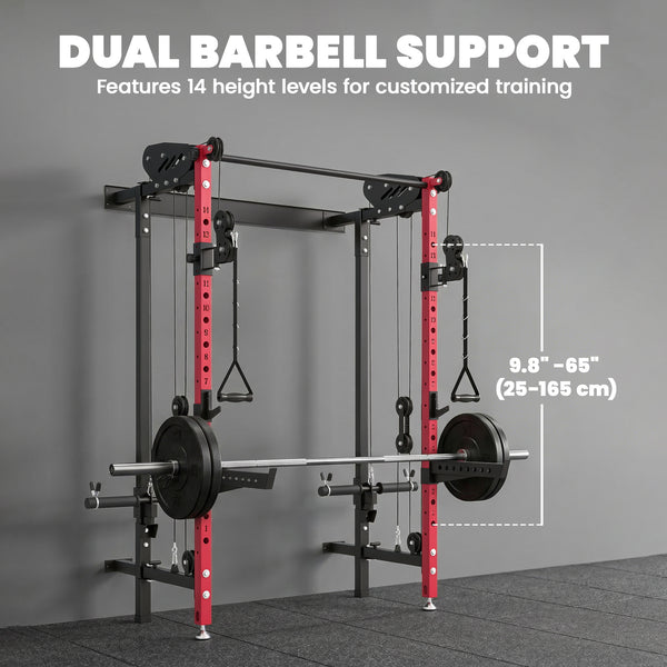 Cage de musculation pliable avec poulies, 1 540 lb