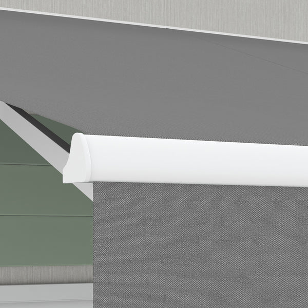 10'x8' Electric Retractable Awning with Remote Controller, Crank Handle, Aluminum Frame for Deck Balcony, Light Grey