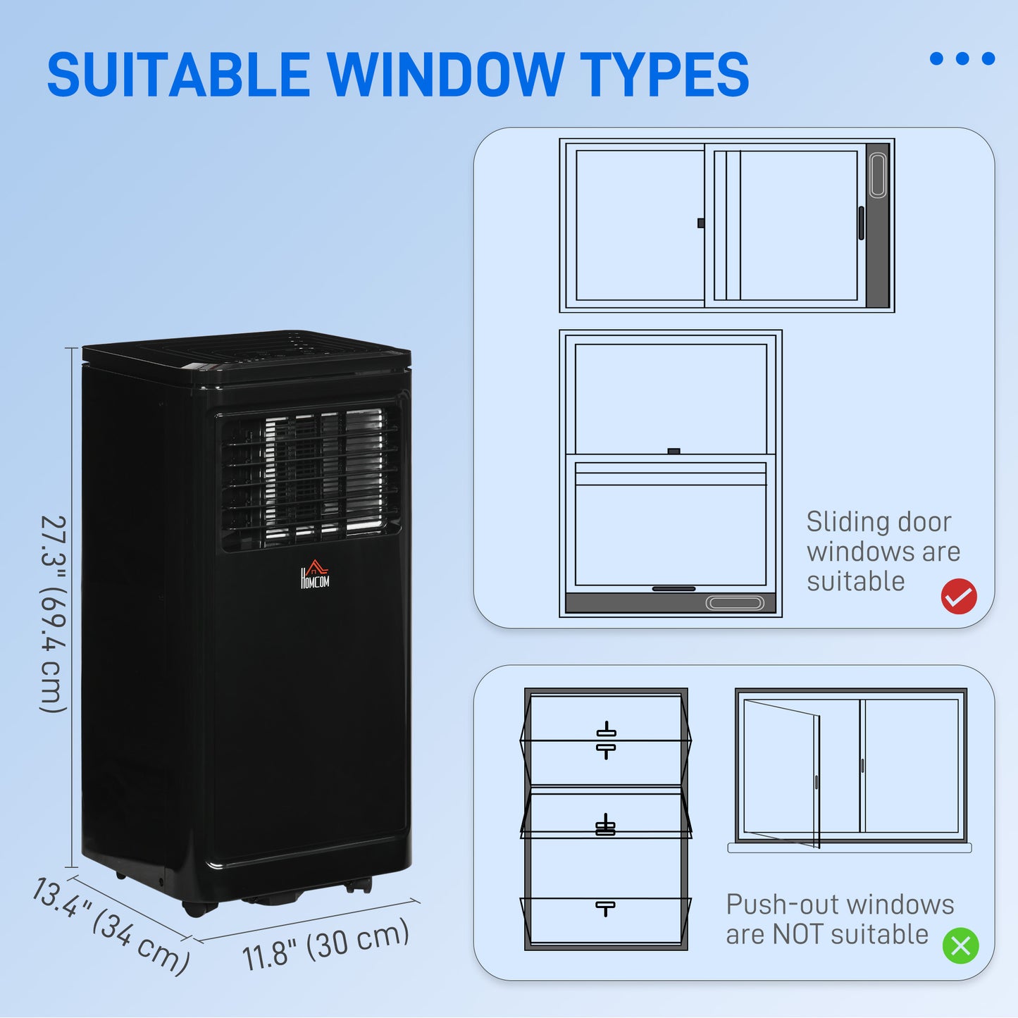 Climatiseur portatif 8 000 BTU avec refroidissement, déshumidificateur, télécommande