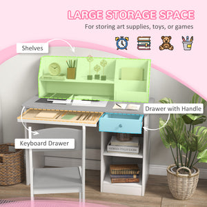 Desk and chair set for children aged 4 to 8 years with storage, gray