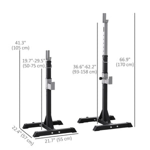 Support à barre réglable pour squat et développé couché, ensemble de 2 – Noir