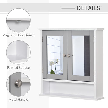 Armoire à pharmacie avec portes doubles, blanc et gris